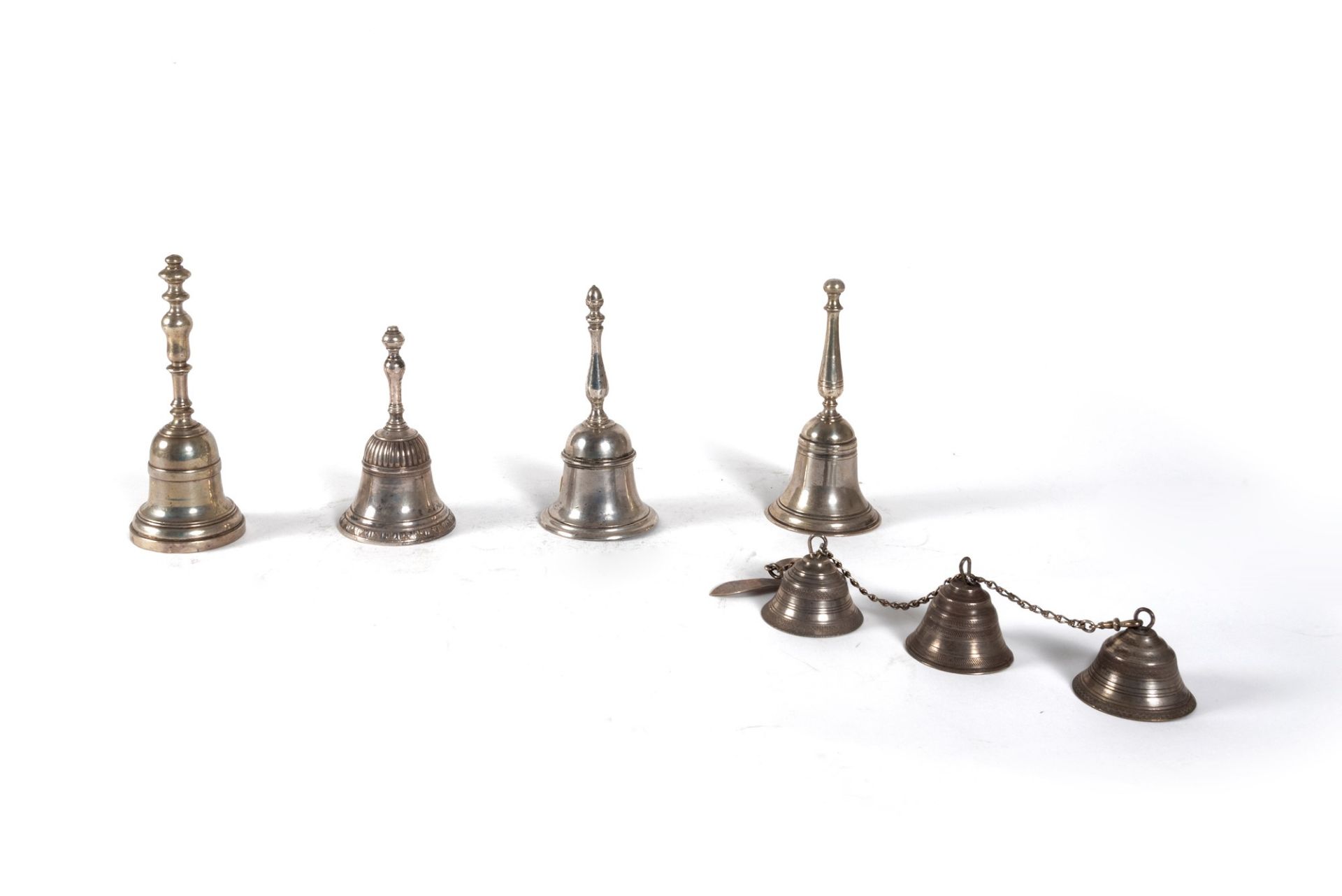 Lot consisting of five silver bells, Italy, 18th-19th centuries