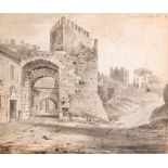 Pittore inglese attivo a Roma, secolo XIX - View of Porta San Lorenzo in Rome
