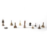 Lot consisting of ten bells in bronze and different metals, 20th century