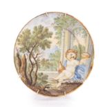 Castelli polychrome majolica saucer, 18th century