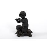 Bronze sculpture depicting a faun playing the flute, 20th century