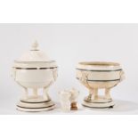 Lot consisting of two ceramic tureens in the Del Vecchio or Giustiniani style, and two jars, 19th-20