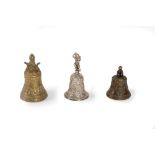 Lot consisting of three bronze bells, 19th century