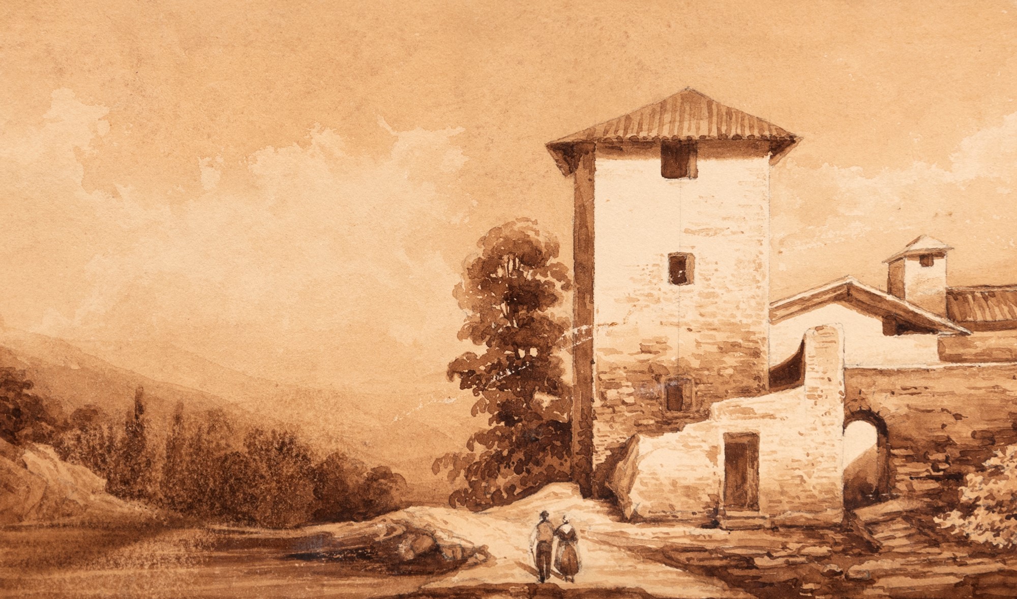 Scuola italiana, secolo XIX - Lot consisting of twelve drawings depicting landscapes and views - Image 6 of 25