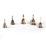 Lot consisting of five silver bells, England 19th-20th centuries