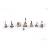 Lot consisting of eight silver bells, 20th century