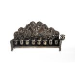 Small Hanukkah wall lamp in 925 silver, second half of the 19th century