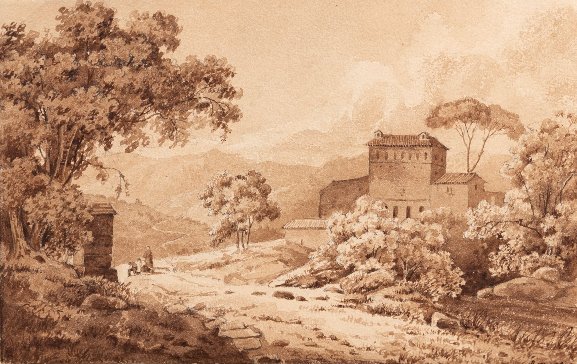 Scuola italiana, secolo XIX - Lot consisting of twelve drawings depicting landscapes and views - Image 14 of 25