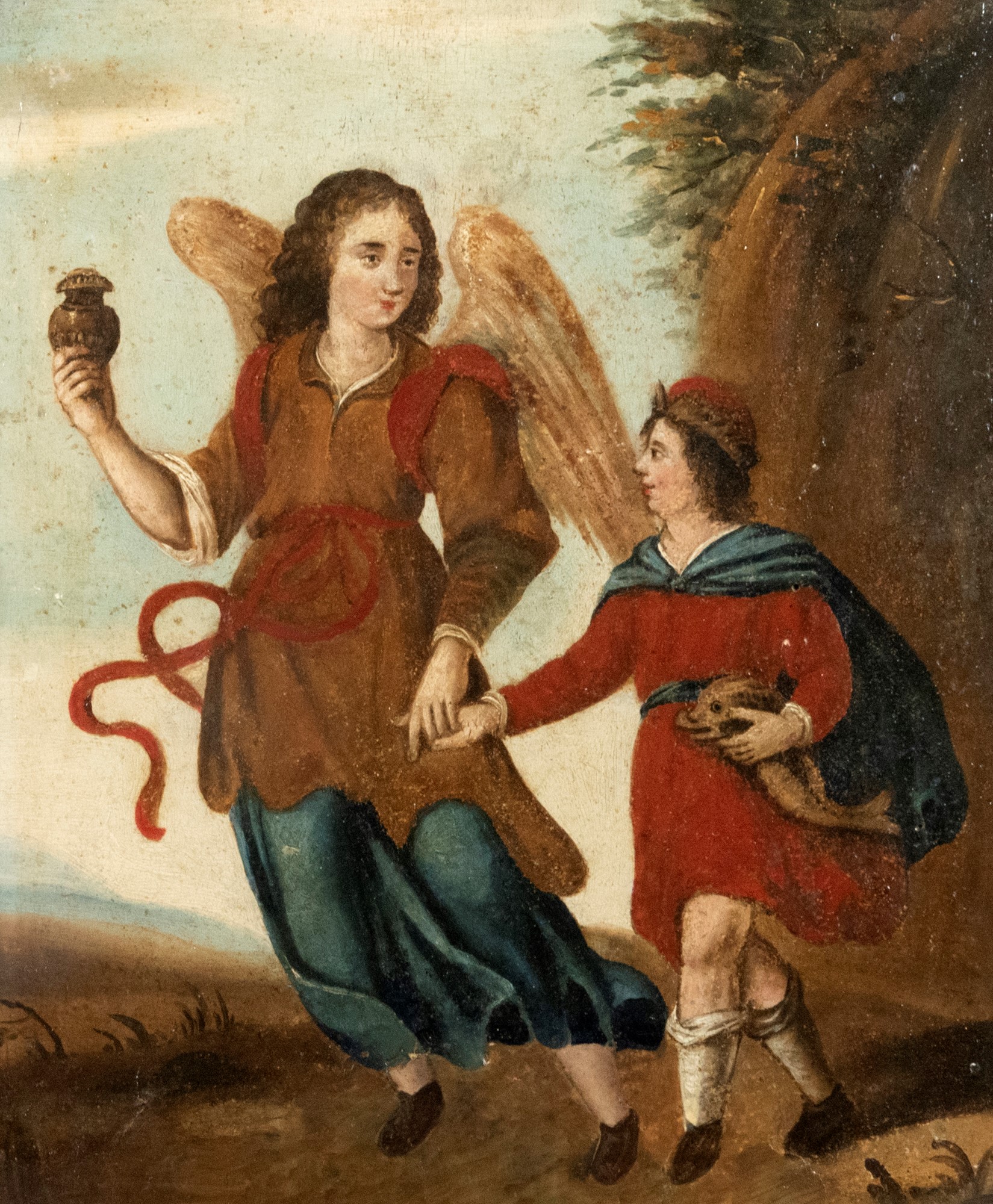 Pittore popolare, secolo XIX - Tobias and the Angel