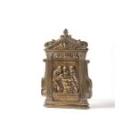 Bronze Pace depicting Pietà, within a small temple frame, 17th century