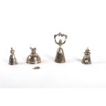 Lot consisting of four silver bells, England, late 19th century - early 20th century