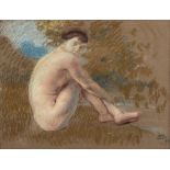 Ettore Tito (Castellammare di Stabia 1859-Venezia 1941) - Female nude by the river, 1913