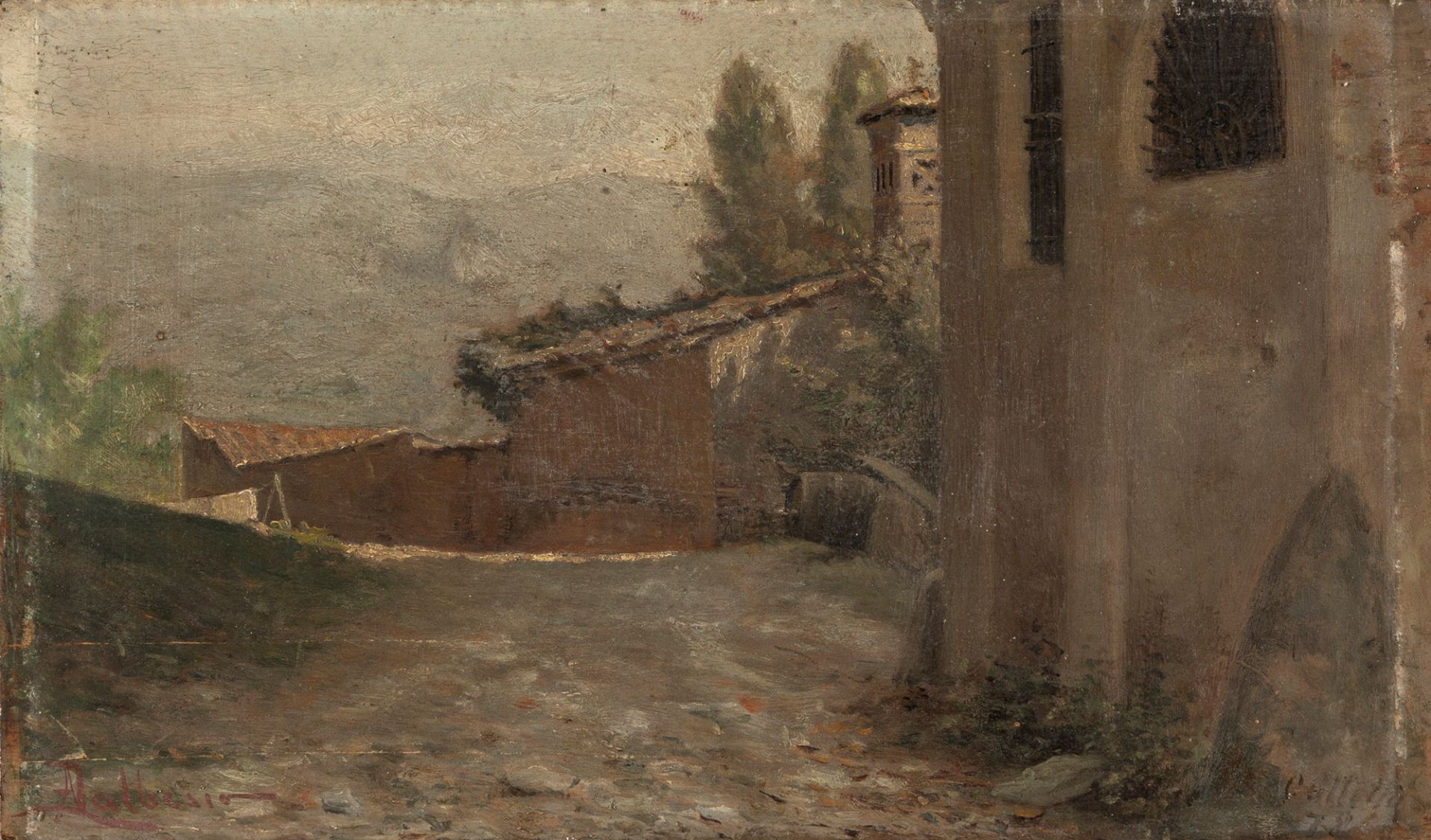 Adolfo Dalbesio (Torino 1857-Orbassano 1914) - Glimpse of Galletto, near Turin, 1878