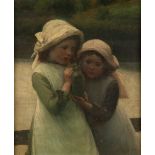 Attribuito a Thomas Woolner (Hadleigh 1825 - Londra 1892) - Two little girls with bottle