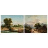 Scuola lombarda, secolo XIX - Landscapes with Wayfarers