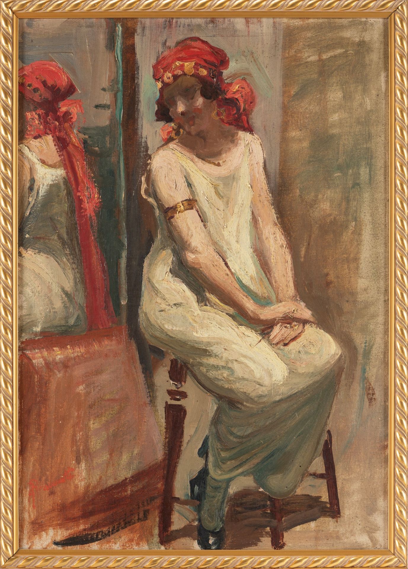 Romeo Bonomelli (Bergamo 1871-1943) - "At the mirror" - Image 2 of 3