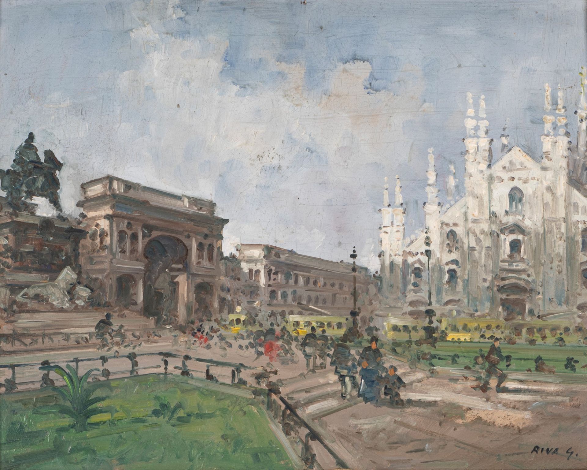 Giovanni Riva (Torino 1890-1973) - Piazza Duomo in Milan