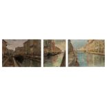 Pietro Adamo Rimoldi (Milano 1869-1939) - Naviglio triptych (Ripa Ticinese; La Martesana; Naviglio