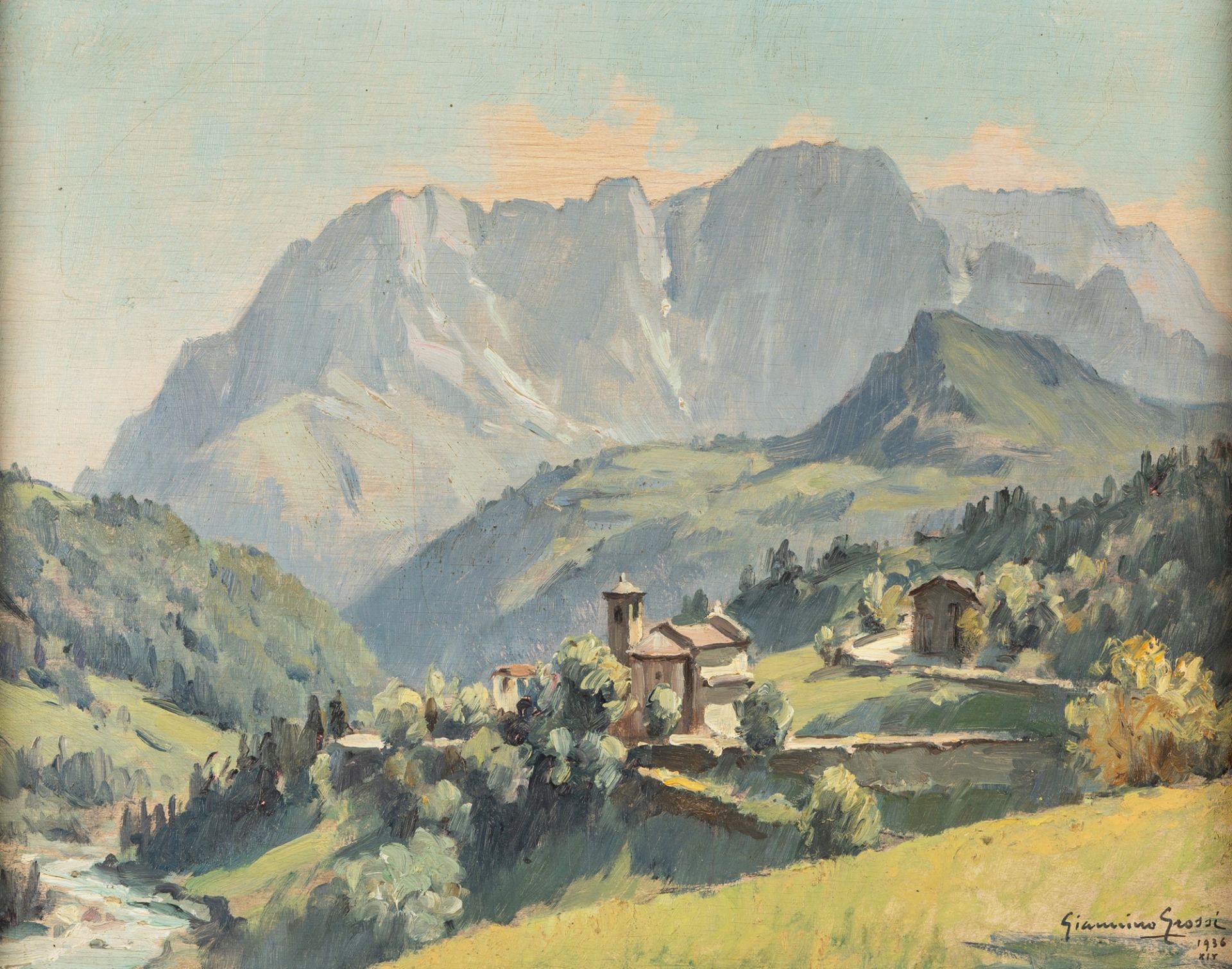 Giannino Grossi (Milano 1889-1969) - "Presolana from Sant'Andrea", 1936