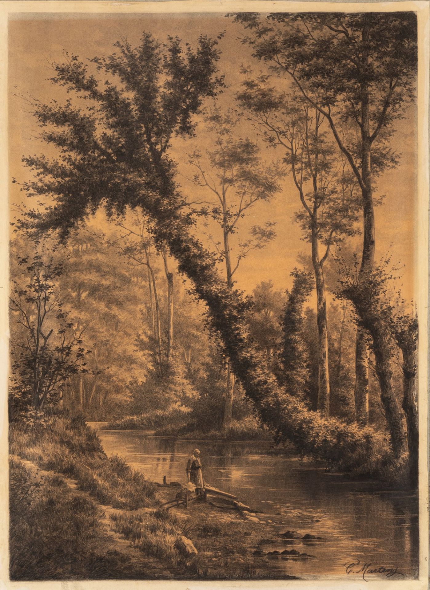 Conrad Martens (Londra 1801-Sydney 1878) - Along the river