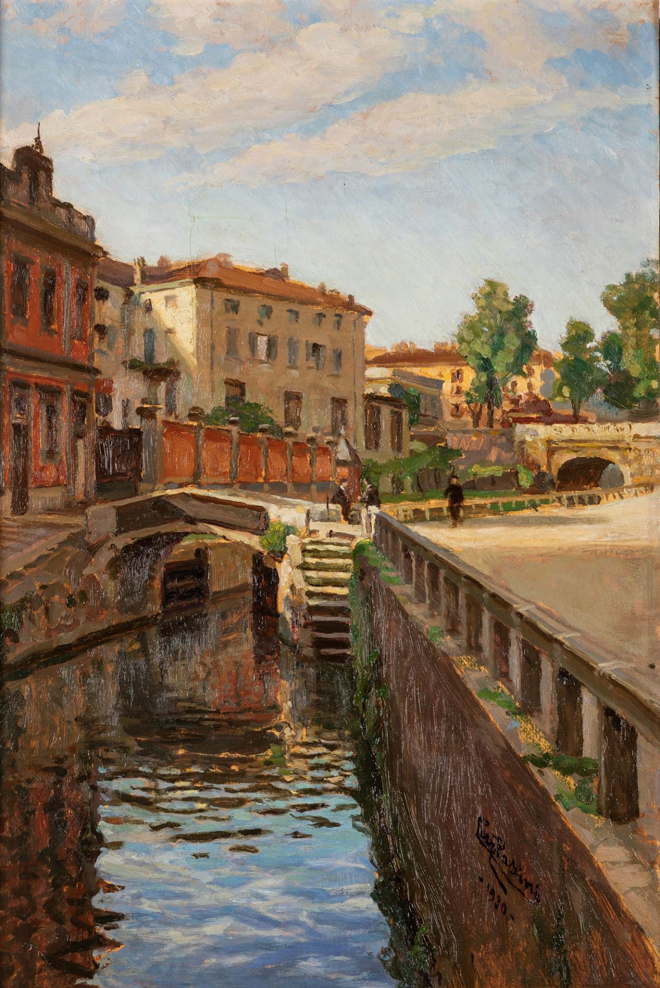 Lazzaro Pasini (Reggio Emilia 1861-Milano 1949) - Naviglio in Milan, 1930