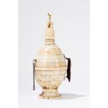 An indian egg shape bone flask. 19th century