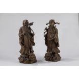 A pair of bronze figures of Shoulao . China, late Qing dynasty / Republic Pediod (1912-1949)