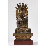 A part lacquered wood Jambupati Buddha. Burma, 19/20th century
