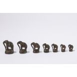 Seven elephant-shaped Indian weights. 19th century