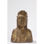 A gilded stone bust of a Guanyin. Oriental manufacture 19/20th century