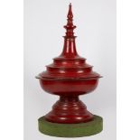 A red lacquer "Shun-Ok" offering vessel. Thailand/Burma, 20th century