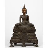 A large bronze seated Buddha. Laos, early 20th century
