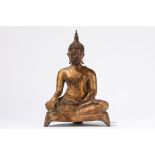 A seated gilt bronze Buddha. Thailand, 19th century