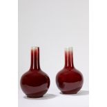 A pair of sang de beouf glaze porcelain vases. China, 20th century