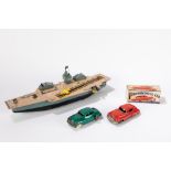 Set of 1 aircraft carrier and 2 cars