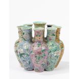 A conjoined Famille Rose vase. China, Republic Period (1912-1949)