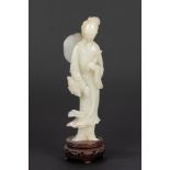 A white jade carving of a lady. China, late 19th c.
