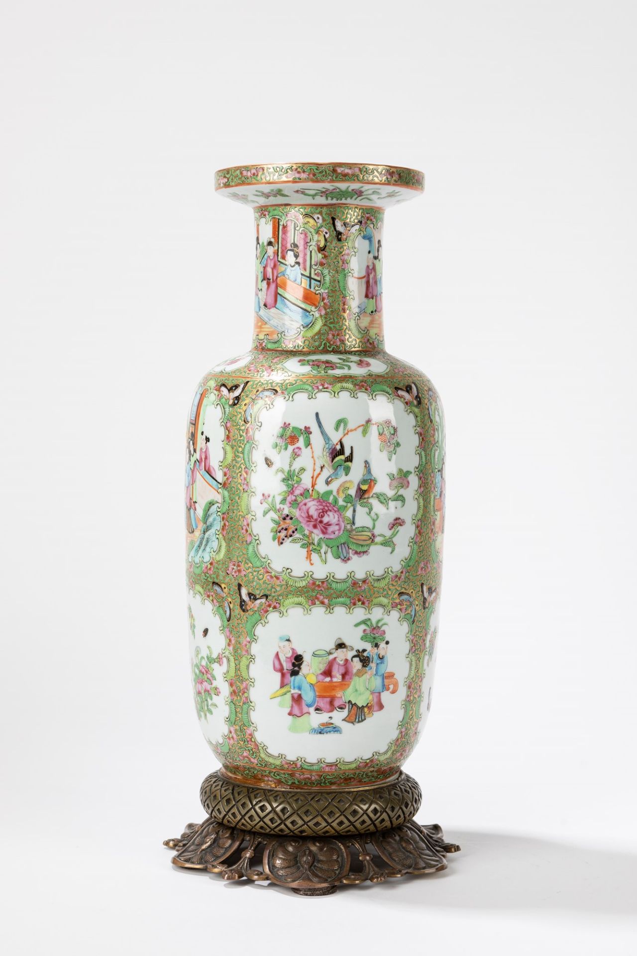 A Famille Rose Canton vase. China, late 19th c.