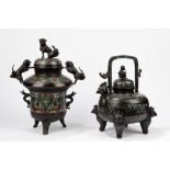 Two bronze and enamel censers. Japan, early 20th c.