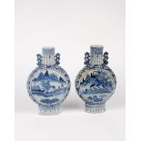 Two blue and white porcelain "moonflask" vases. China, early 20th c.