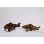 Two gilt bronze carps. Japan, Meiji Period (1868-1912)