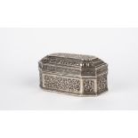 An octagonal silver box. Burma, 19th c.