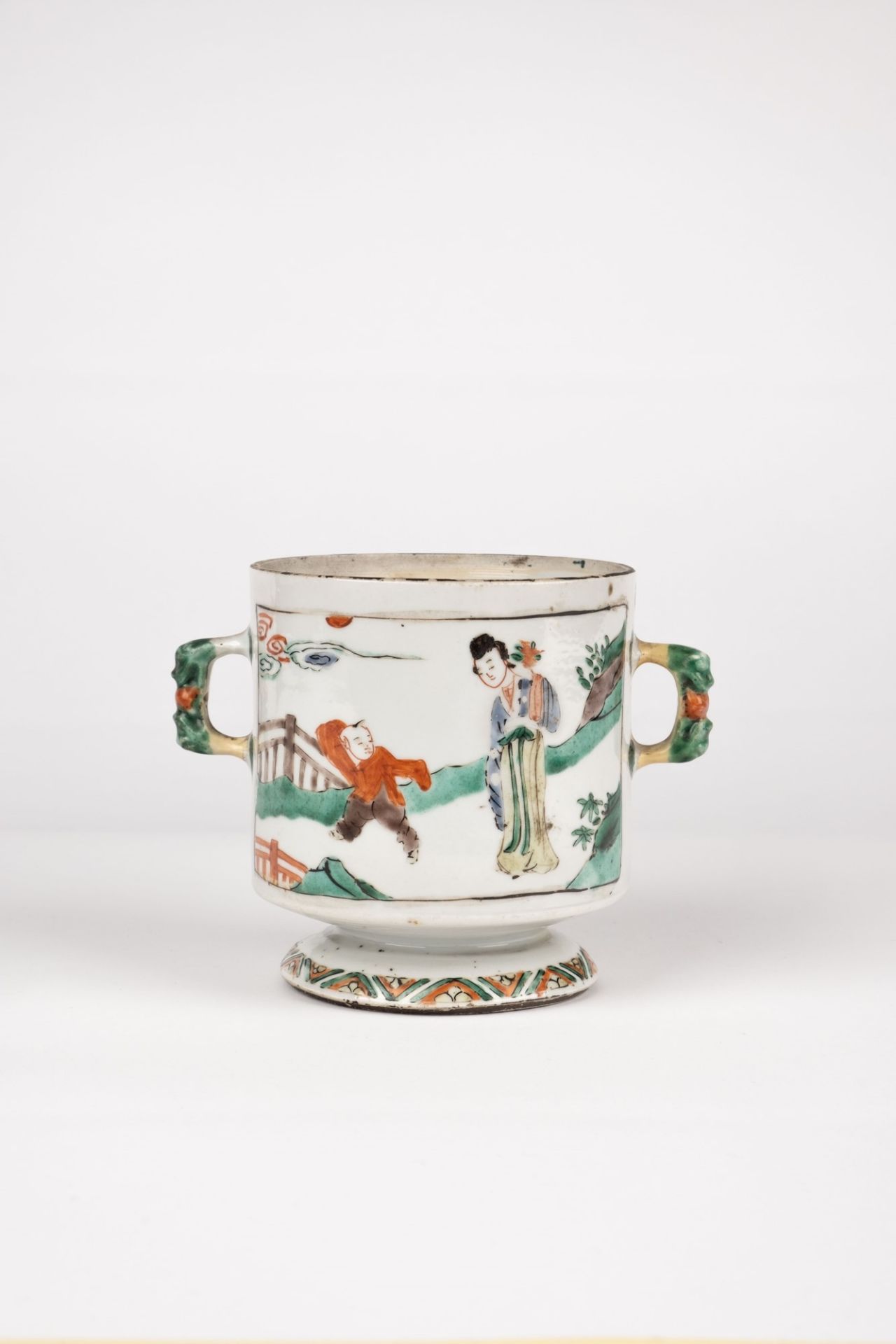 A two-handled Famille Verte vase. China, Kangxi Period (1661-1722)
