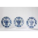 Three blue and white porcelain plates. China, Qianlong period (1735-1796)