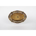 An oval part-gilt silver tray, London 1770