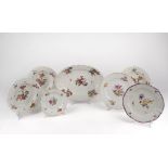 Lot consisting of three Vienna porcelain soup plates with floral decoration and an oval tray, two Be