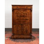 Secretaire veneered and inlaid with leafy floral motifs. Holland, 19th century