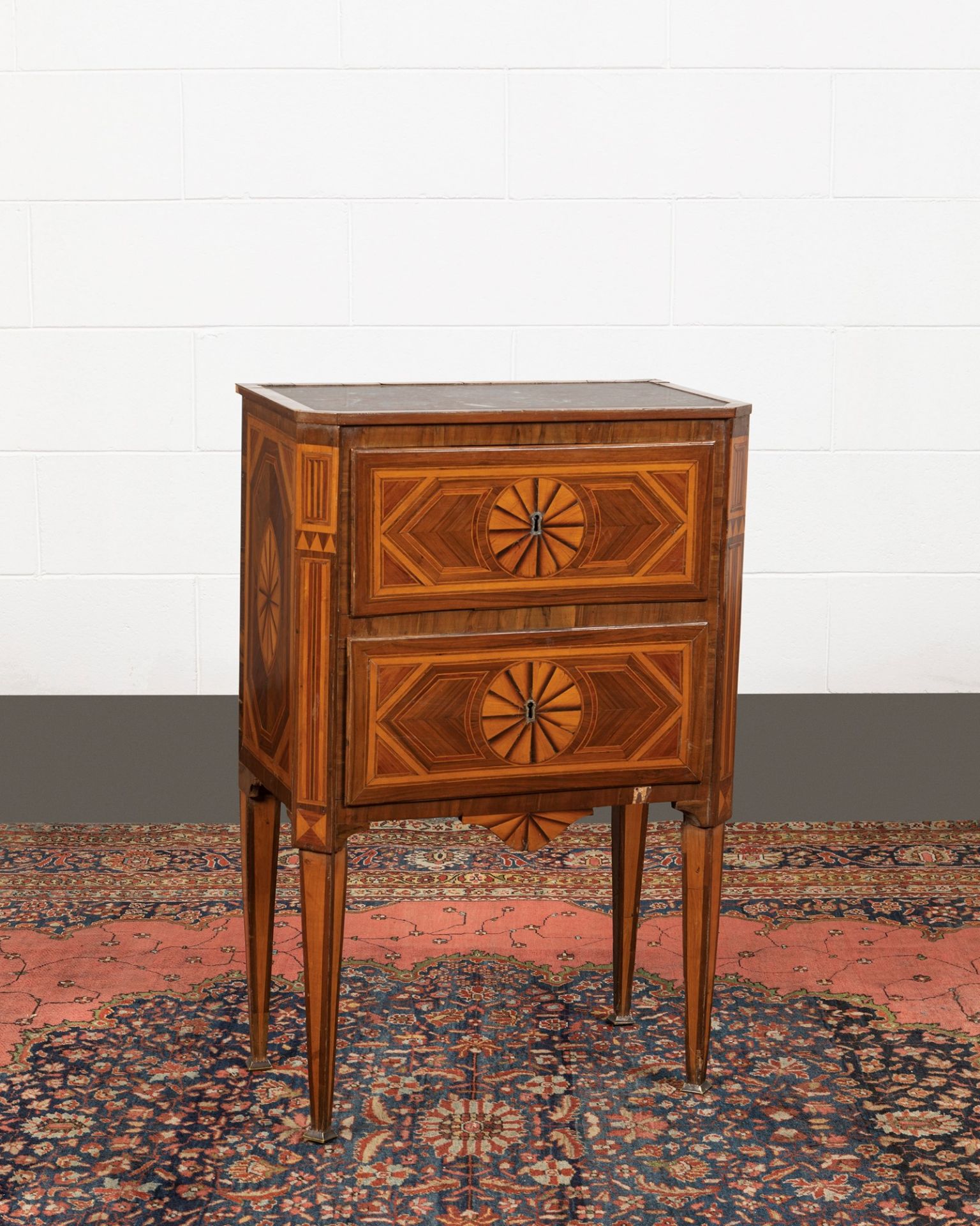 A veneered bedside table. Sicily, late 18th c.