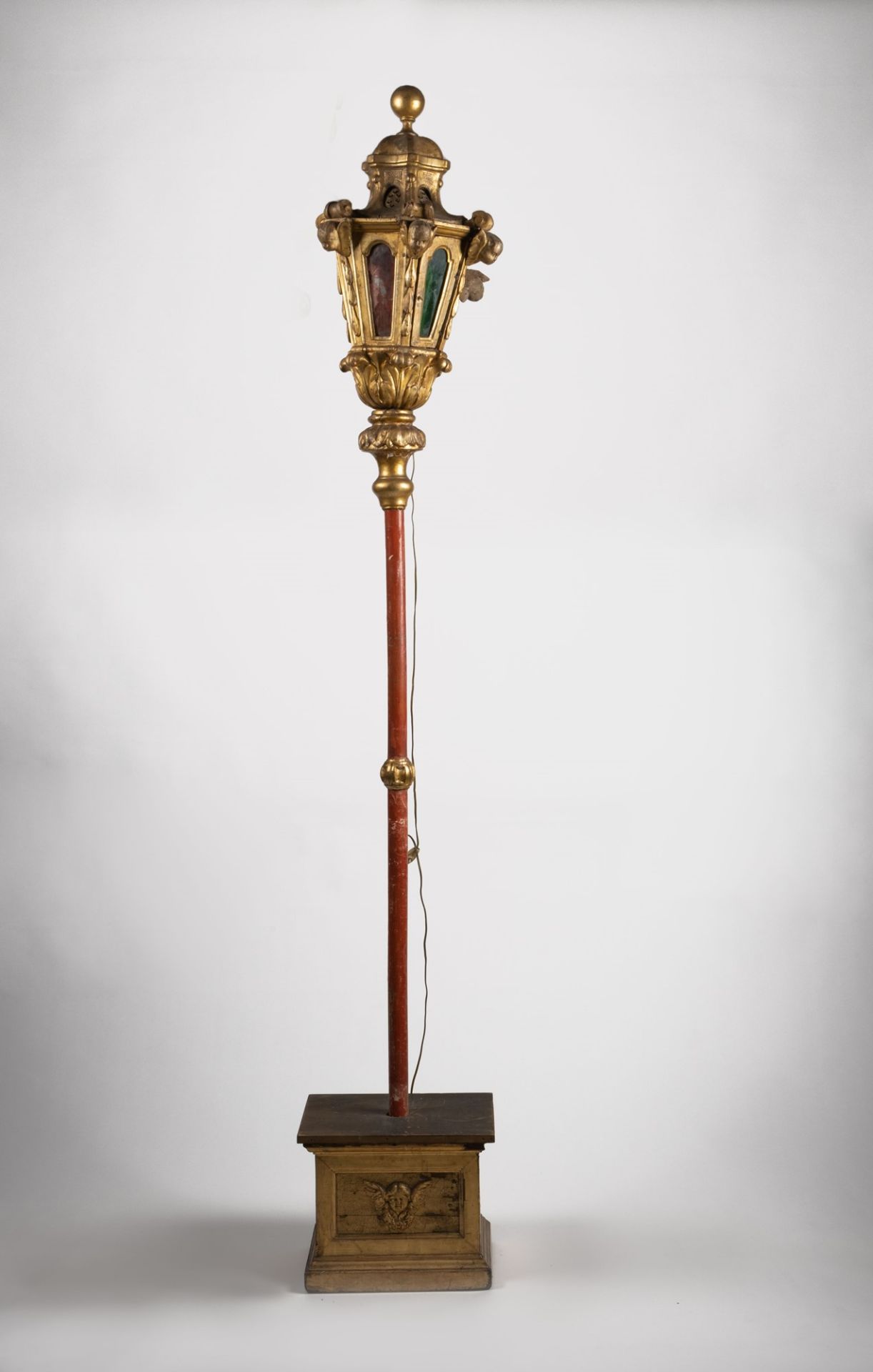 A carved lacquered and gilt wood lantern