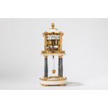 Late 18th century French standing clock in white marble, gray marble and gilded bronzes, à cercles t